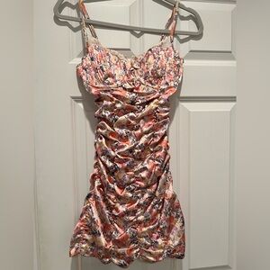 For Love And Lemons Pink and Orange Floral Mini Dress